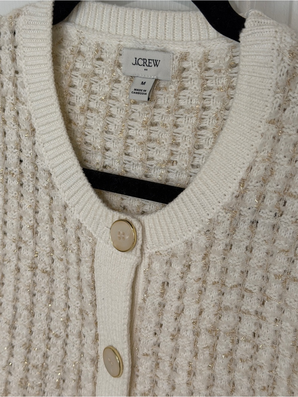 NWOT J. Crew Cream Textured Button-Front Cardigan - Picture 5 of 8
